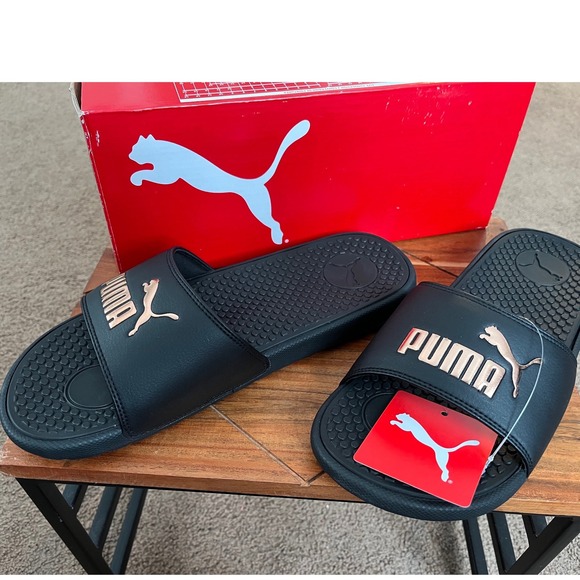 Puma Shoes - Puma Cool Cat BX Wns Slides Black Rose Gold Womens Size 11 Sandals NWT